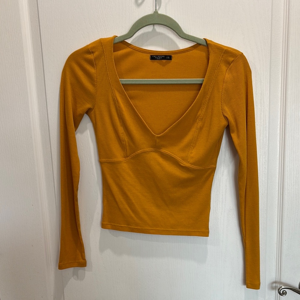 Forever 21 Yellow Puff Sleeve Wrap Blouse